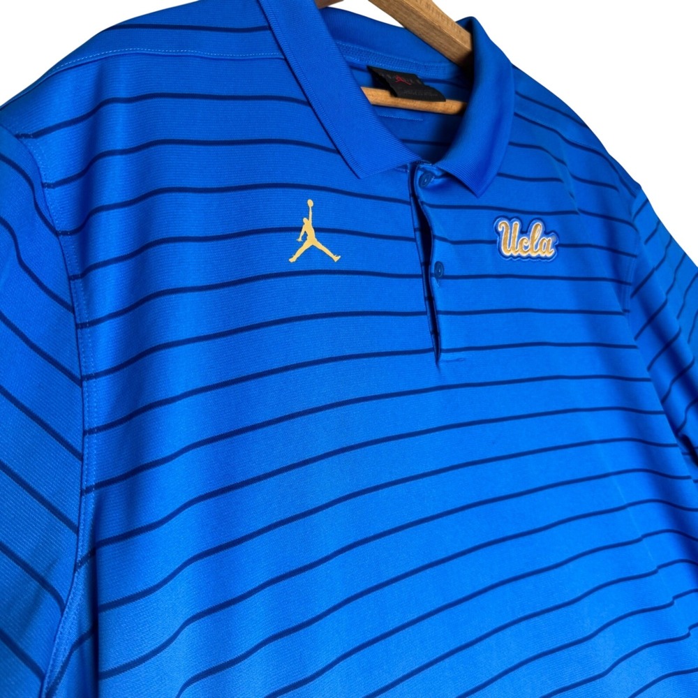 Jordan UCLA Bruins Mens XXL Blue Striped Dri-FIT On-Field Performance Polo Shirt